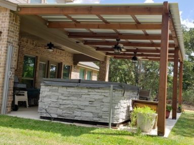 Custom shed style cedar patio cover